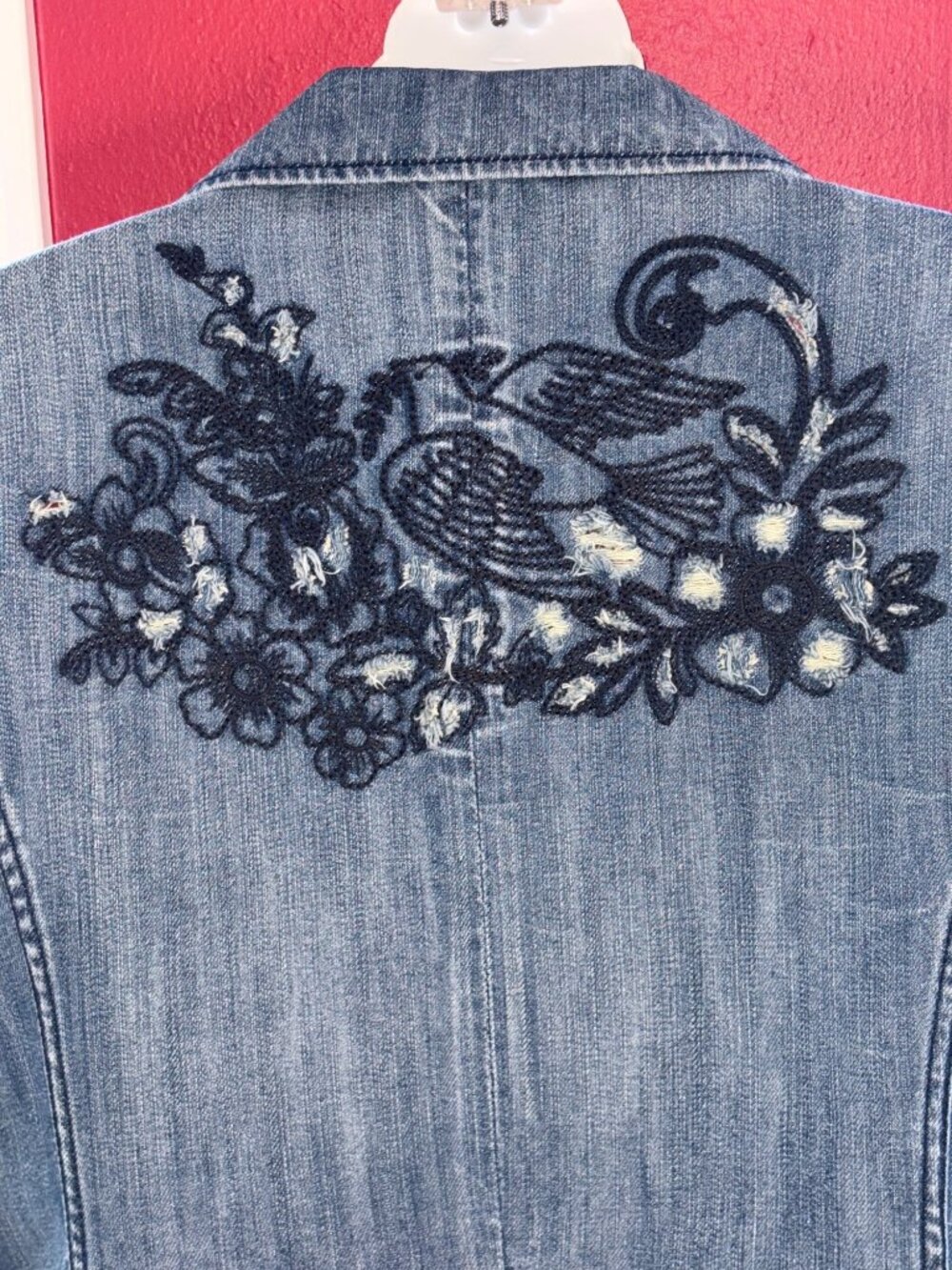 Princy by Jessica Simpson jean denim jacket Y2K Distressed Preppy, Thrashed - Picture 8 of 16